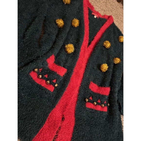 Blizzard Bay Vintage Christmas Ugly Knit Open Cardigan Sweater Size Small Pocket - Picture 6 of 6